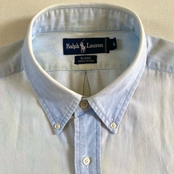 RALPH LAUREN BLAIRE 100% Cotton Men’s Shirt, Light Blue and White, Size Large - Picture 6 of 16